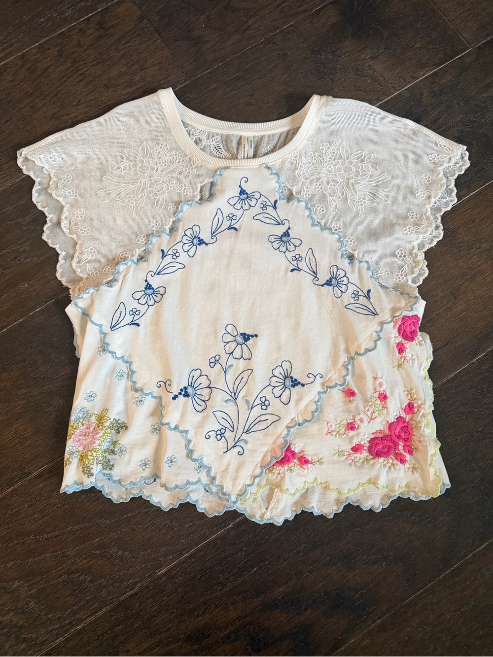 Anthropologie Short Sleeve Pieced Hanky Crop Top